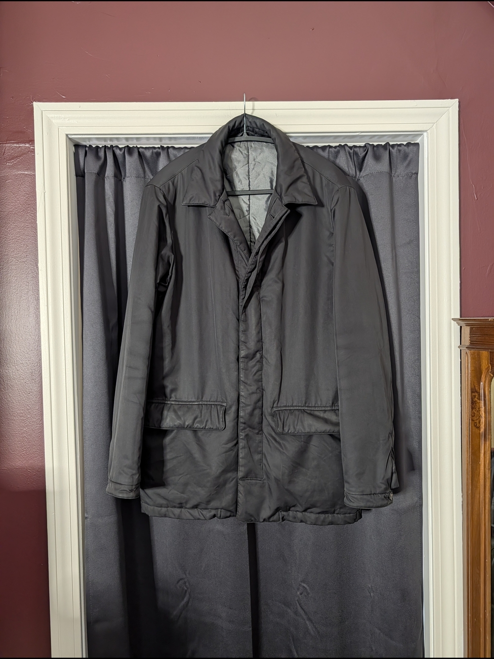 CERRUTI 1881 Men's Black Sueded Insulated Puffer Coat Parka Buttoned Jacket